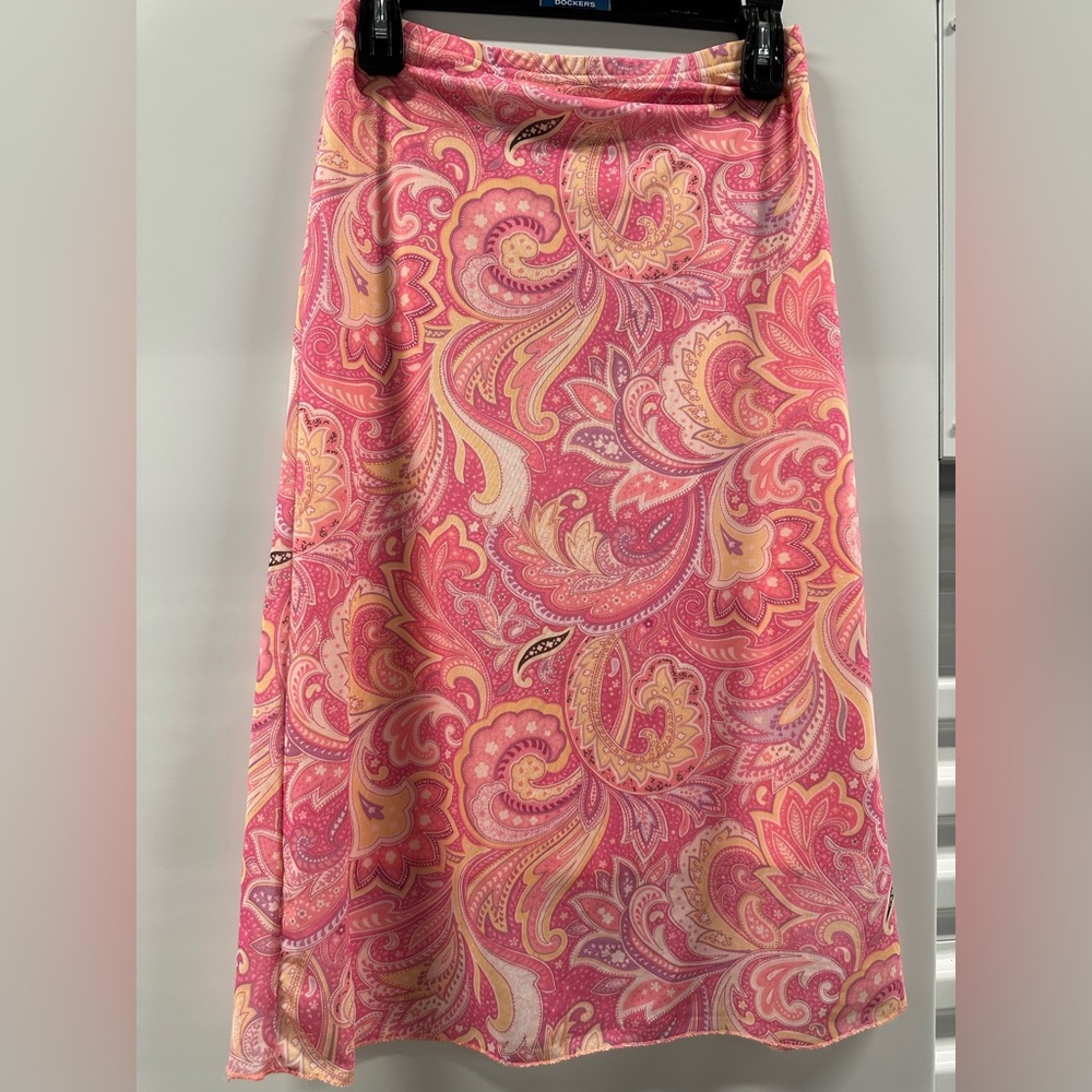 Pink A-Line Midi Skirt for Resort Wear